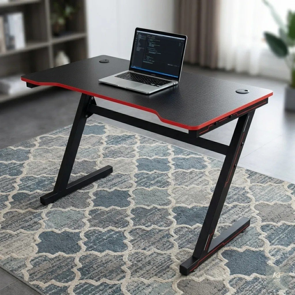 1.2M Modern Gaming Desk with LED, 1.2M gaming desk, 120cm gaming desk, modern gaming desk, gaming desk with LED, LED gaming desk, RGB gaming desk, gaming computer desk, gamer workstation, gaming table