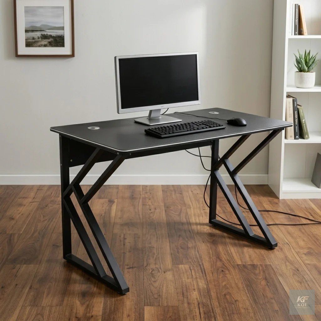 1.2M black gaming desk, black gaming desk, 1.2M gaming desk, gaming computer desk, gamer desk, RGB gaming desk, PC gaming desk, gaming workstation, gaming table, computer gaming table, home office gam