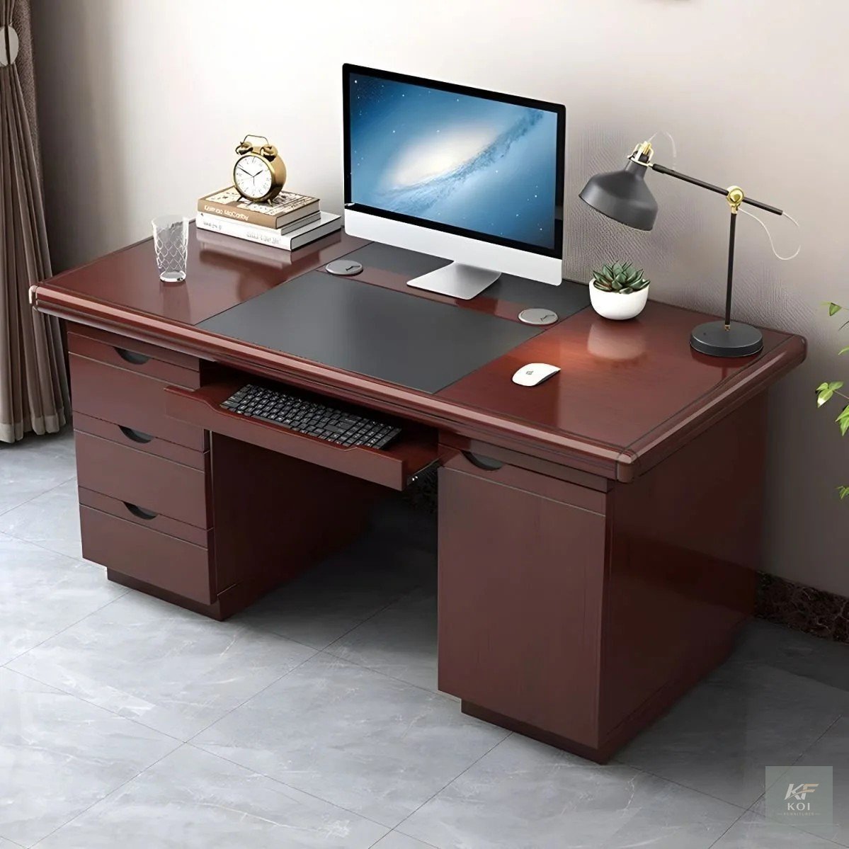 1.4M mahogany wood executive office desk, 1.4M executive office desk, mahogany executive desk, mahogany office desk, wooden executive office desk, executive office desk, executive office table, modern