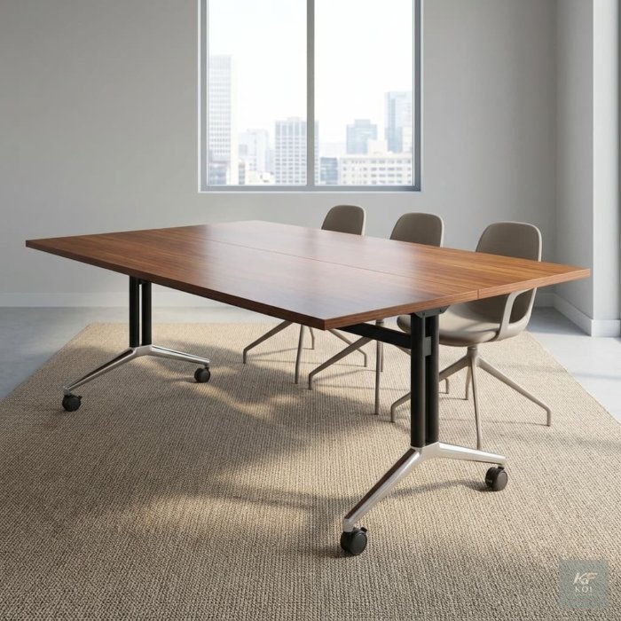 2.4M foldable office boardroom table, 2.4-meter foldable boardroom table, 240cm boardroom table, foldable boardroom table, office boardroom table, conference table, folding conference table, meeting r