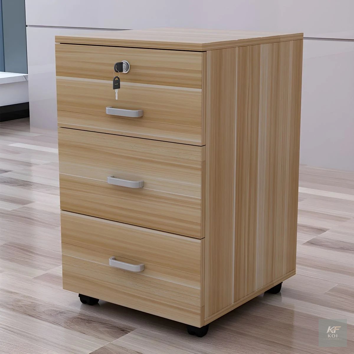 3-drawer lockable mobile pedestal cabinet, 3 drawer mobile pedestal cabinet, lockable mobile pedestal cabinet, mobile pedestal cabinet, mobile filing cabinet, rolling file cabinet, office pedestal cab