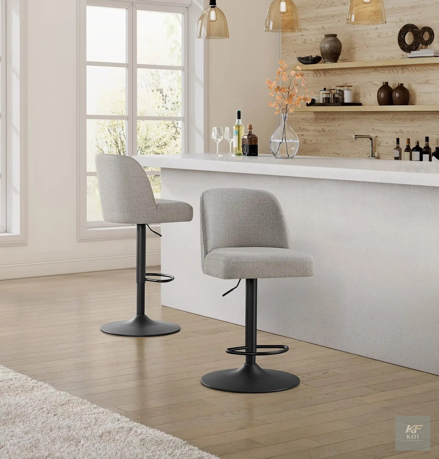 Bayside Highland Gas-Lift Adjustable Stool, Bayside Highland stool, gas-lift adjustable stool, adjustable bar stool, gas lift bar stool, height adjustable stool, swivel bar stool, ergonomic bar stool,