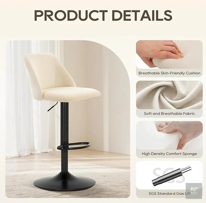 Bayside Highland Gas-Lift Adjustable Stool, Bayside Highland stool, gas-lift adjustable stool, adjustable bar stool, gas lift bar stool, height adjustable stool, swivel bar stool, ergonomic bar stool,