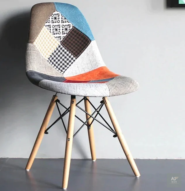 Eames Patchwork Chair, Eames patchwork chair, patchwork accent chair, Eames style chair, patchwork dining chair, designer patchwork chair, modern accent chair, Scandinavian chair, mid-century modern c