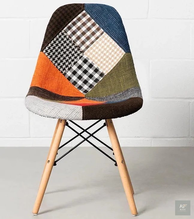 Eames Patchwork Chair, Eames patchwork chair, patchwork accent chair, Eames style chair, patchwork dining chair, designer patchwork chair, modern accent chair, Scandinavian chair, mid-century modern c