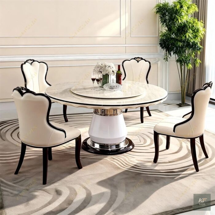 K12FDS Marble Dining Set, K12FDS dining set, marble dining set, modern marble dining table set, luxury marble dining table, marble top dining table, dining table and chairs, dining room furniture, con
