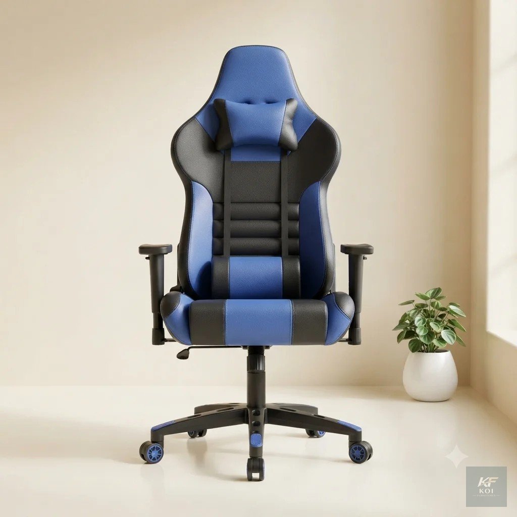 LAY ergonomic gaming chair Blue, blue ergonomic gaming chair, ergonomic gaming chair, blue gaming chair, gaming office chair, racing style gaming chair, high back gaming chair, ergonomic computer chai