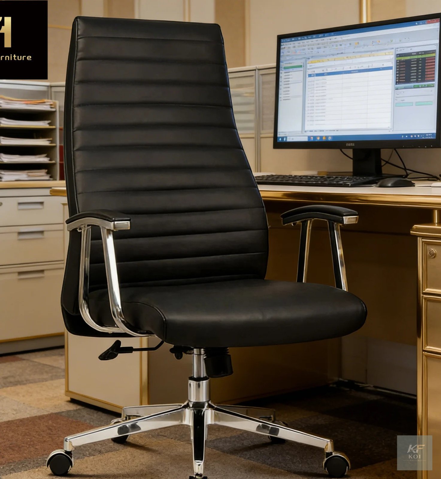 Leather Boss Executive Office Chair, boss executive office chair, leather executive office chair, executive office chair, luxury office chair, premium leather office chair, high-back executive chair,