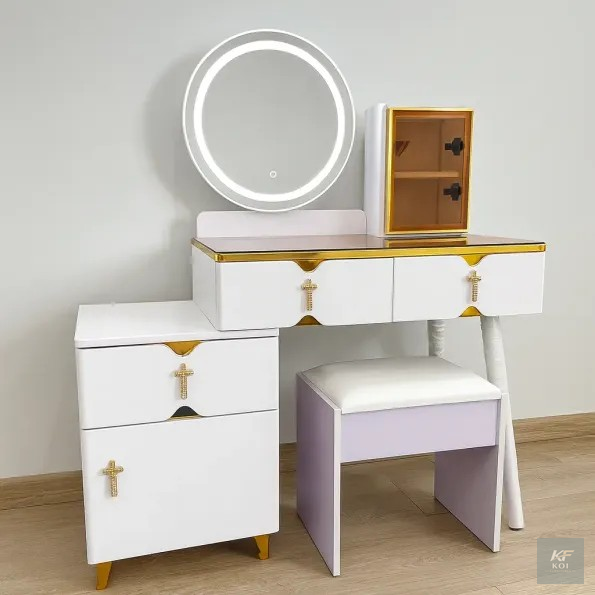 Makeup Vanity Desk with Mirror and Lights, White, white makeup vanity desk, vanity desk with mirror and lights, makeup vanity table, dressing table with mirror, LED vanity mirror, white dressing tabl