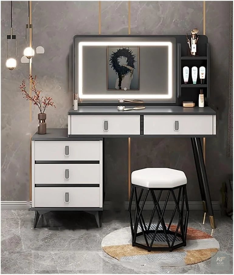 Margret Modern Vanity Dressing Table, Margret vanity dressing table, modern vanity dressing table, dressing table with mirror, makeup vanity table, vanity table with drawers, bedroom dressing table, c