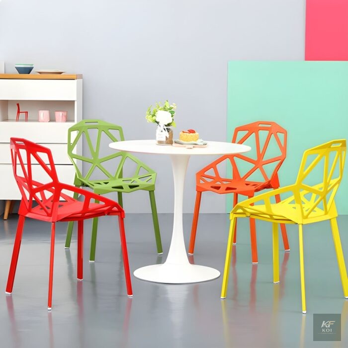 Modern Geometric Pattern Plastic Chair, geometric pattern plastic chair, modern plastic chair, designer plastic chair, contemporary plastic chair, stylish plastic chair, molded plastic chair, dining p