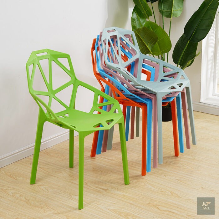 Modern Geometric Pattern Plastic Chair, geometric pattern plastic chair, modern plastic chair, designer plastic chair, contemporary plastic chair, stylish plastic chair, molded plastic chair, dining p