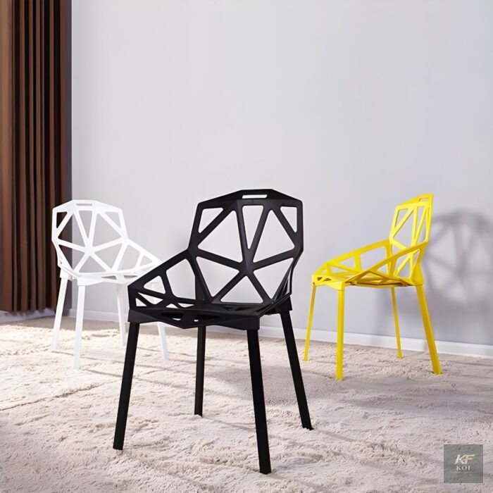 Modern Geometric Pattern Plastic Chair, geometric pattern plastic chair, modern plastic chair, designer plastic chair, contemporary plastic chair, stylish plastic chair, molded plastic chair, dining p