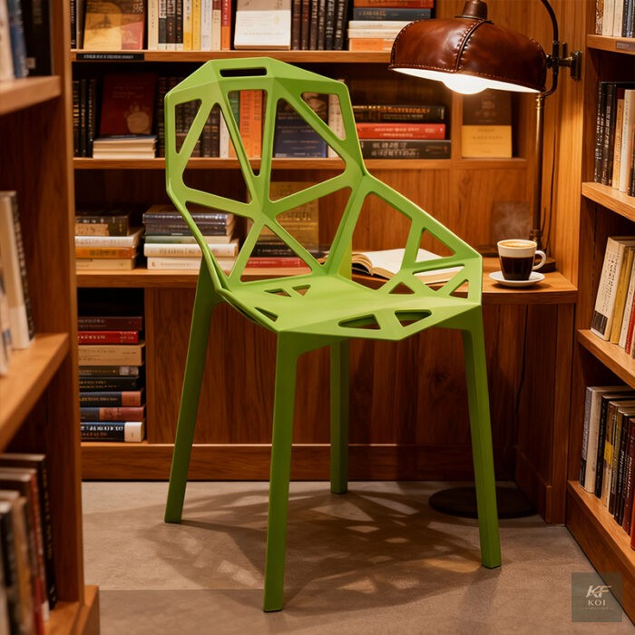 Modern Geometric Pattern Plastic Chair, geometric pattern plastic chair, modern plastic chair, designer plastic chair, contemporary plastic chair, stylish plastic chair, molded plastic chair, dining p