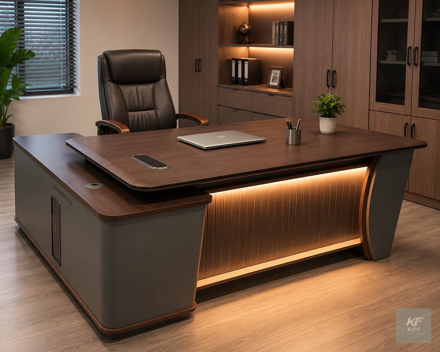 Pari WalnutAdvanced Grey Executive Office Desk, Pari executive office desk, walnut executive desk, advanced grey executive desk, walnut and grey office desk, executive office desk, executive office ta