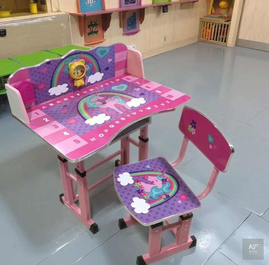Pink Adjustable Kids Study Table & Chair, pink kids study table and chair, adjustable kids study desk, kids study table and chair set, ergonomic kids desk and chair, children's study table, kids study