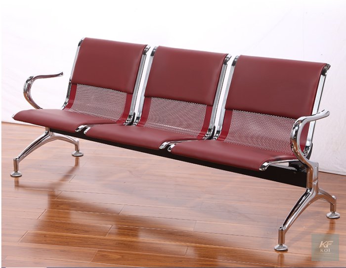 T5B red 3-link reception bench, T5B reception bench, 3-link reception bench, 3-seater reception bench, waiting bench, office waiting bench, reception waiting chair, reception seating, office reception