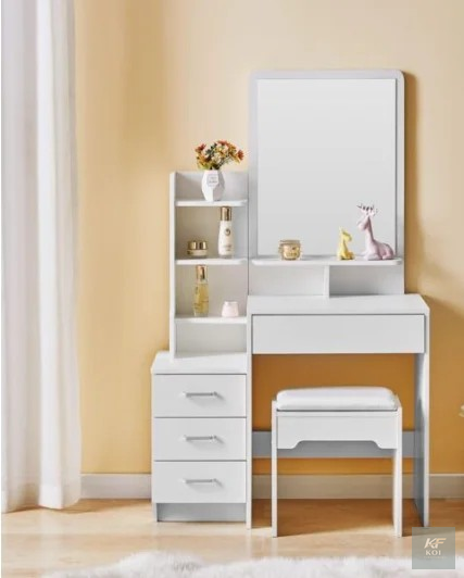 White Vanity Dressing Table With Storage, white vanity dressing table, vanity dressing table with storage, white makeup vanity, dressing table with drawers, vanity table with mirror, makeup vanity tab