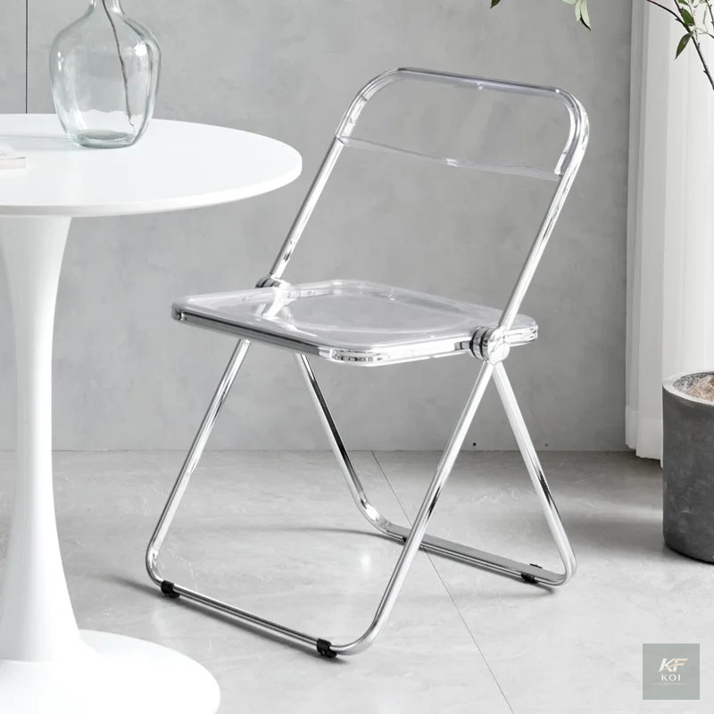 acrylic foldable chair, transparent folding chair, clear acrylic folding chair, foldable acrylic chair, folding chair, transparent chair, clear plastic folding chair, modern folding chair, event foldi
