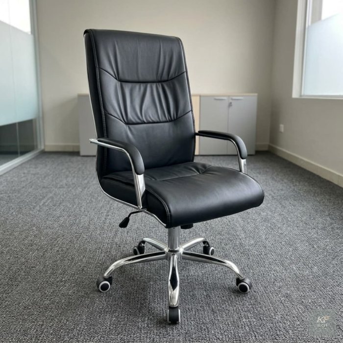 black PU leather executive office chair, black leather executive office chair, PU leather office chair, executive office chair, black executive chair, ergonomic executive office chair, high-back offic