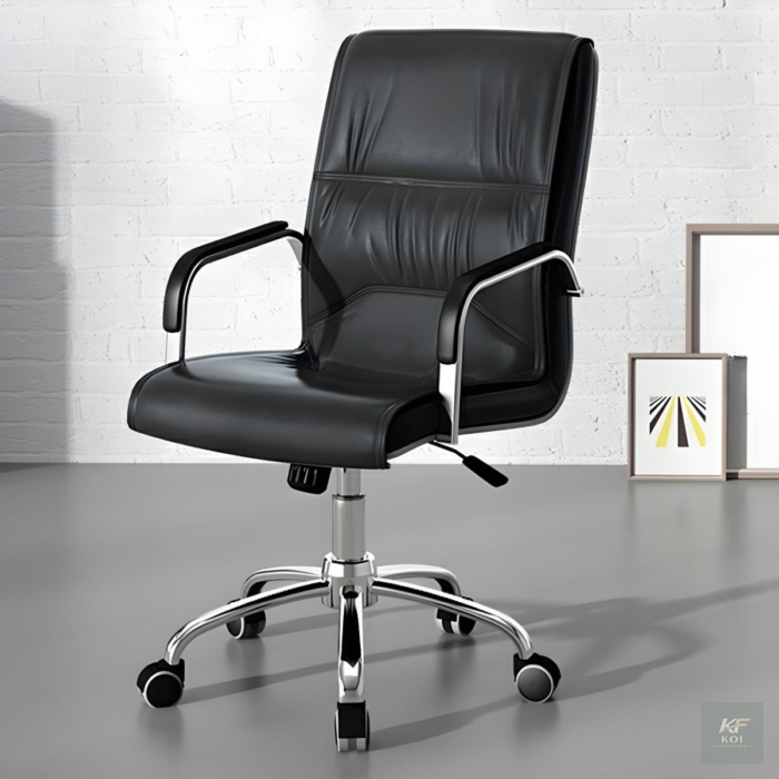 black PU leather executive office chair, black leather executive office chair, PU leather office chair, executive office chair, black executive chair, ergonomic executive office chair, high-back offic