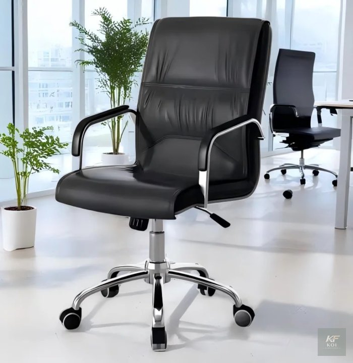 black PU leather executive office chair, black leather executive office chair, PU leather office chair, executive office chair, black executive chair, ergonomic executive office chair, high-back offic