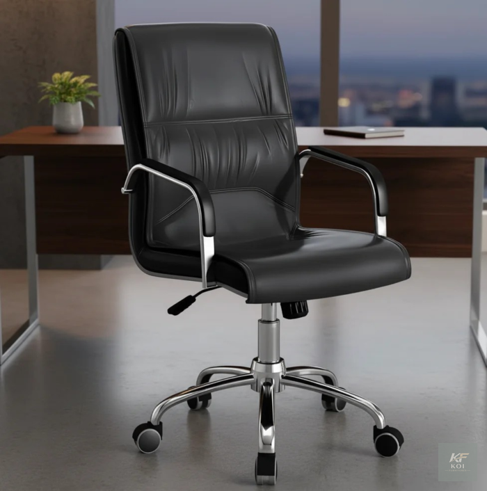 black PU leather executive office chair, black leather executive office chair, PU leather office chair, executive office chair, black executive chair, ergonomic executive office chair, high-back offic