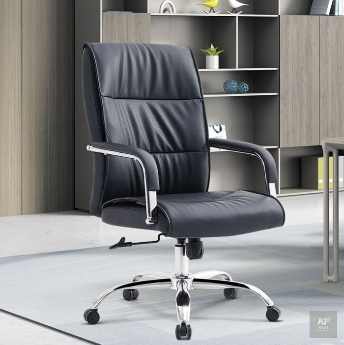 black PU leather executive office chair, black leather executive office chair, PU leather office chair, executive office chair, black executive chair, ergonomic executive office chair, high-back offic
