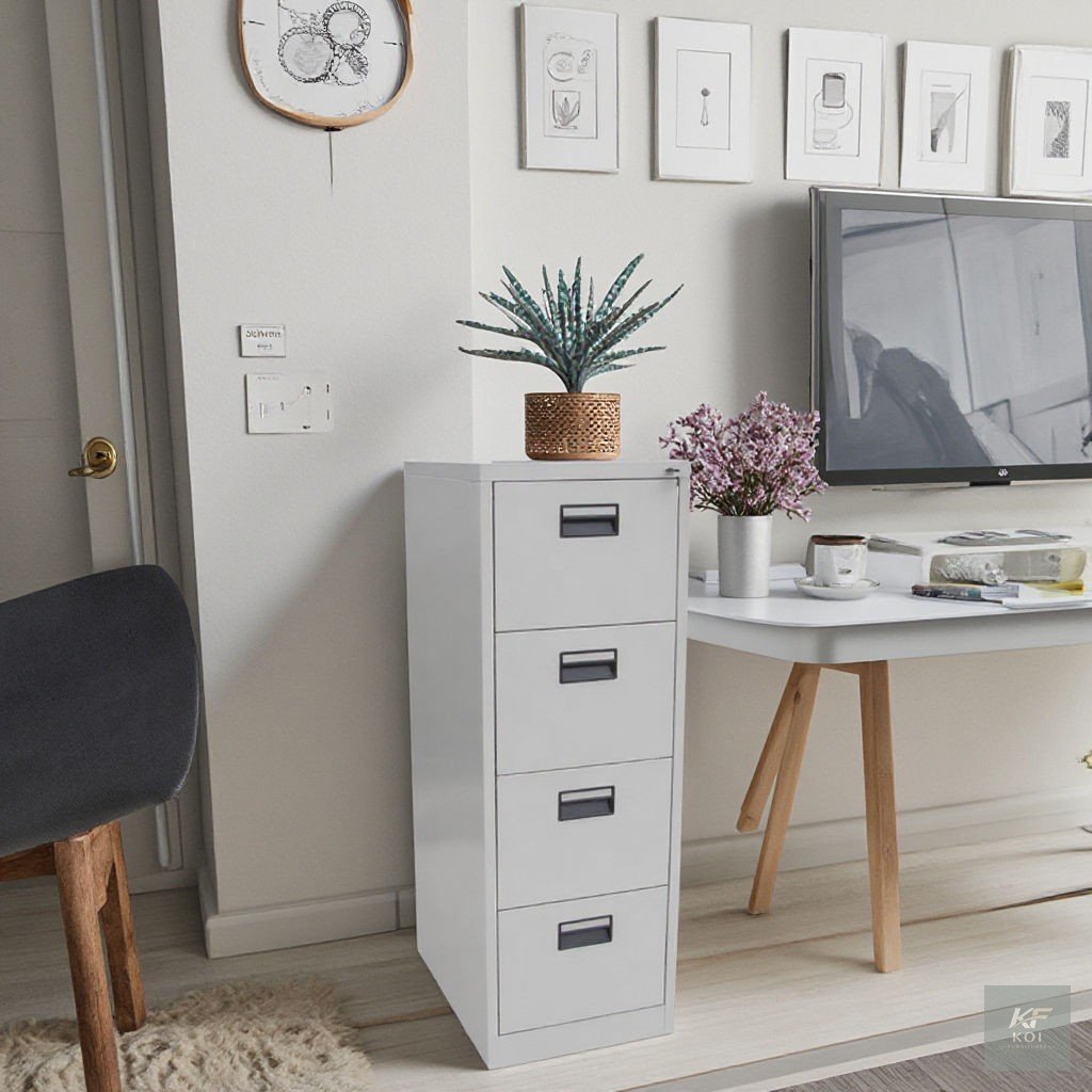 4-Drawer Vertical Filing Cabinet, 4-drawer vertical filing cabinet, vertical filing cabinet, office filing cabinet, steel filing cabinet, metal filing cabinet, lockable filing cabinet, office storage