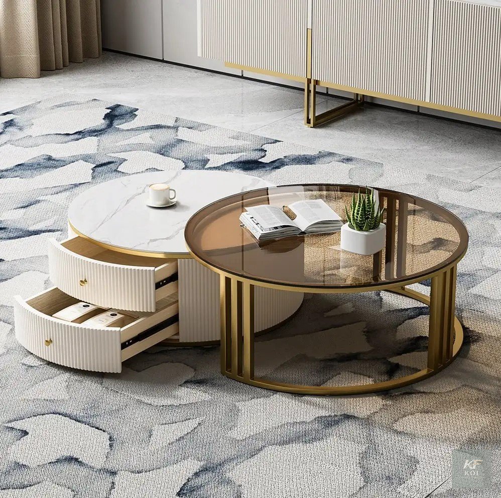 modern nesting coffee table set, nesting coffee table set, modern coffee table set, round nesting coffee tables, nesting center table, coffee table set of 2, contemporary coffee table, modern living r