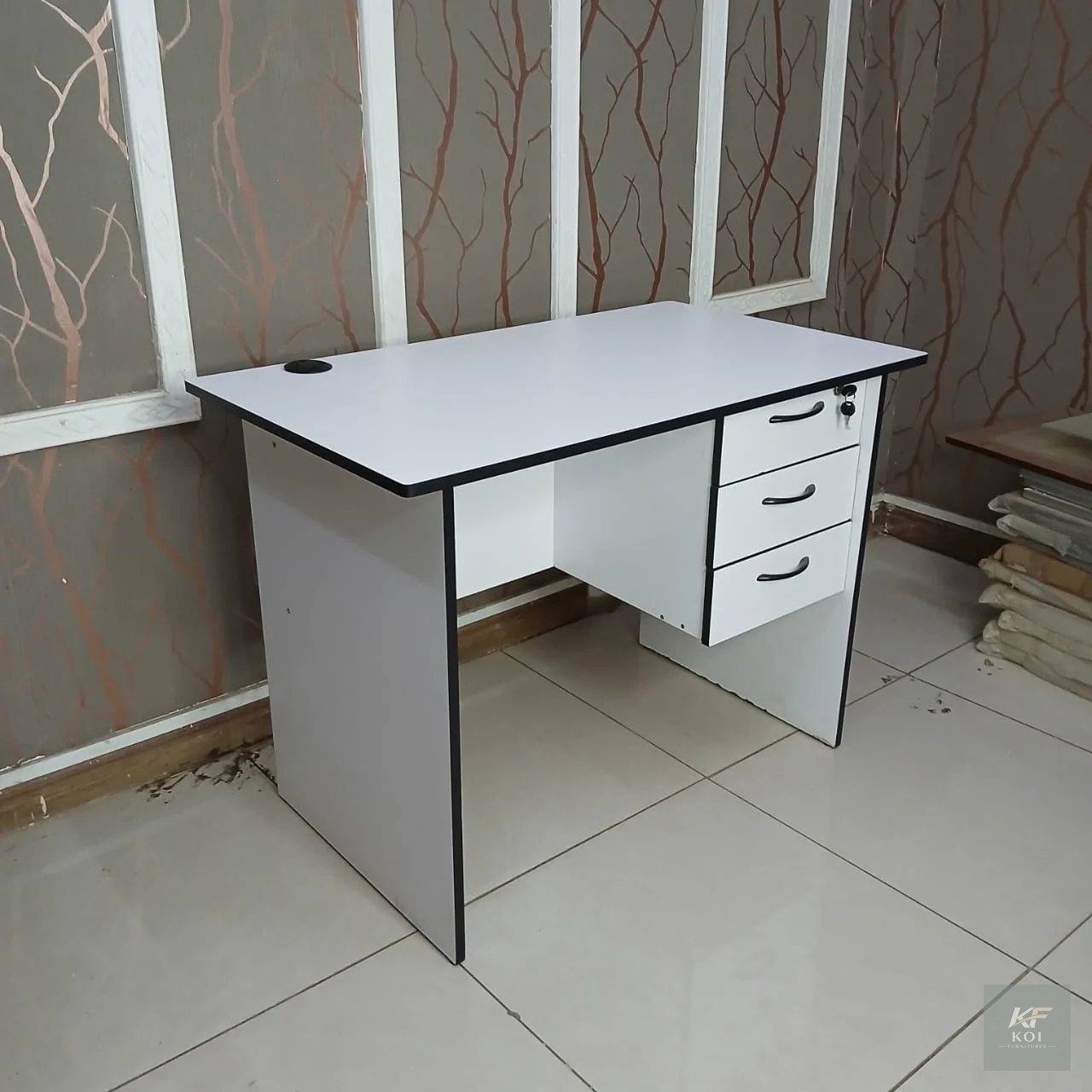 modern white study desk 1.2M, 1.2M white study desk, modern study desk, white study desk, study desk, home office desk, office study table, computer desk, writing desk, student study table, wooden stu
