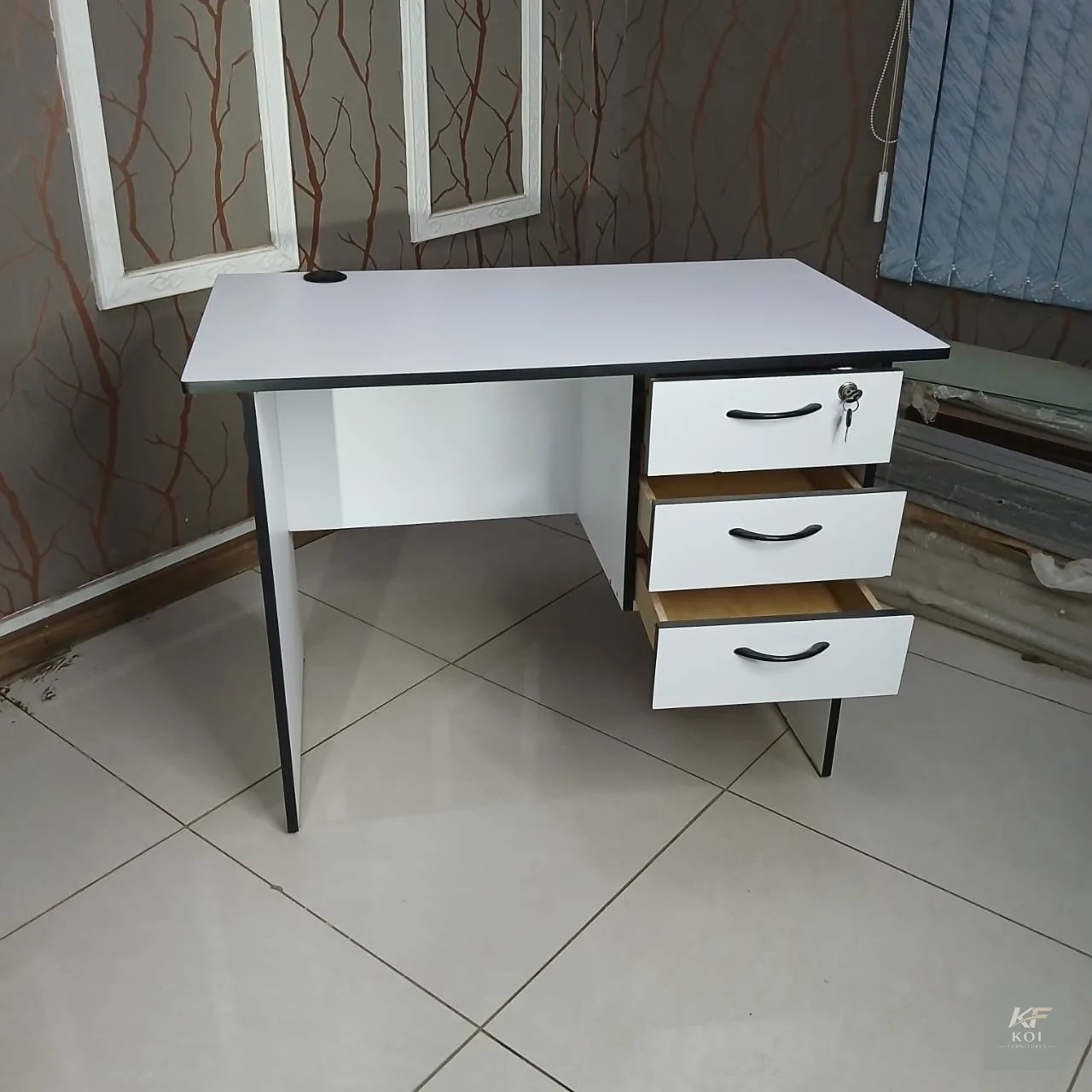 modern white study desk 1.2M, 1.2M white study desk, modern study desk, white study desk, study desk, home office desk, office study table, computer desk, writing desk, student study table, wooden stu