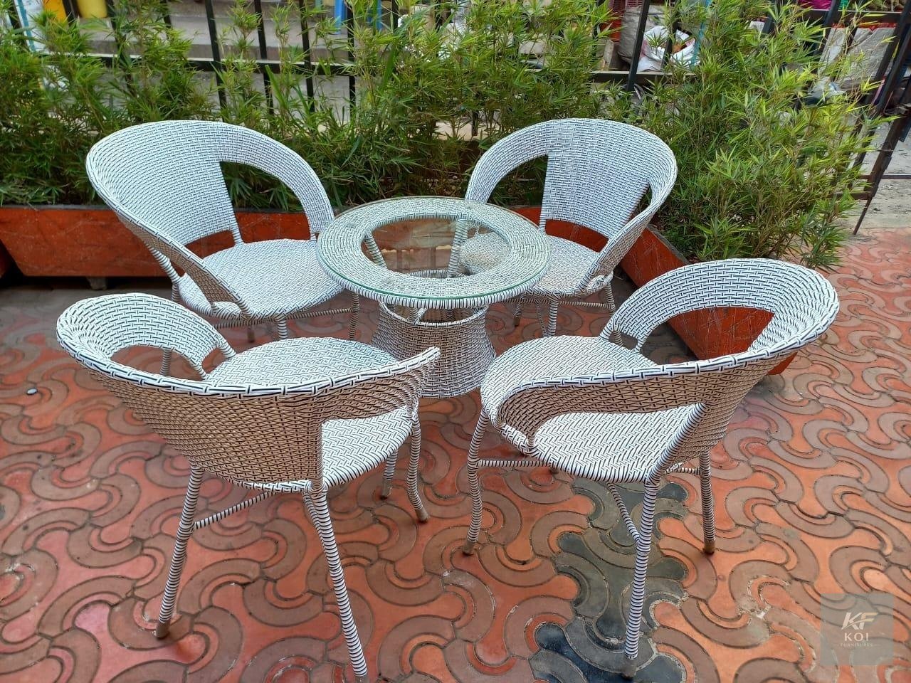 white outdoor set 4 seater, 4 seater outdoor set, white outdoor furniture set, 4 seater patio set, outdoor seating set, outdoor furniture set, modern outdoor furniture, contemporary outdoor set, outdo