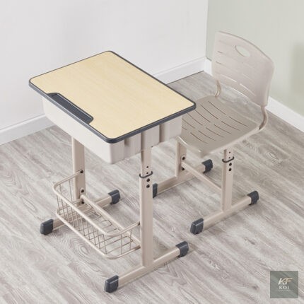 beige height-adjustable kids' desk and chair set, adjustable kids study desk and chair, beige kids desk and chair, height-adjustable children's desk, ergonomic kids study desk, kids study table and ch