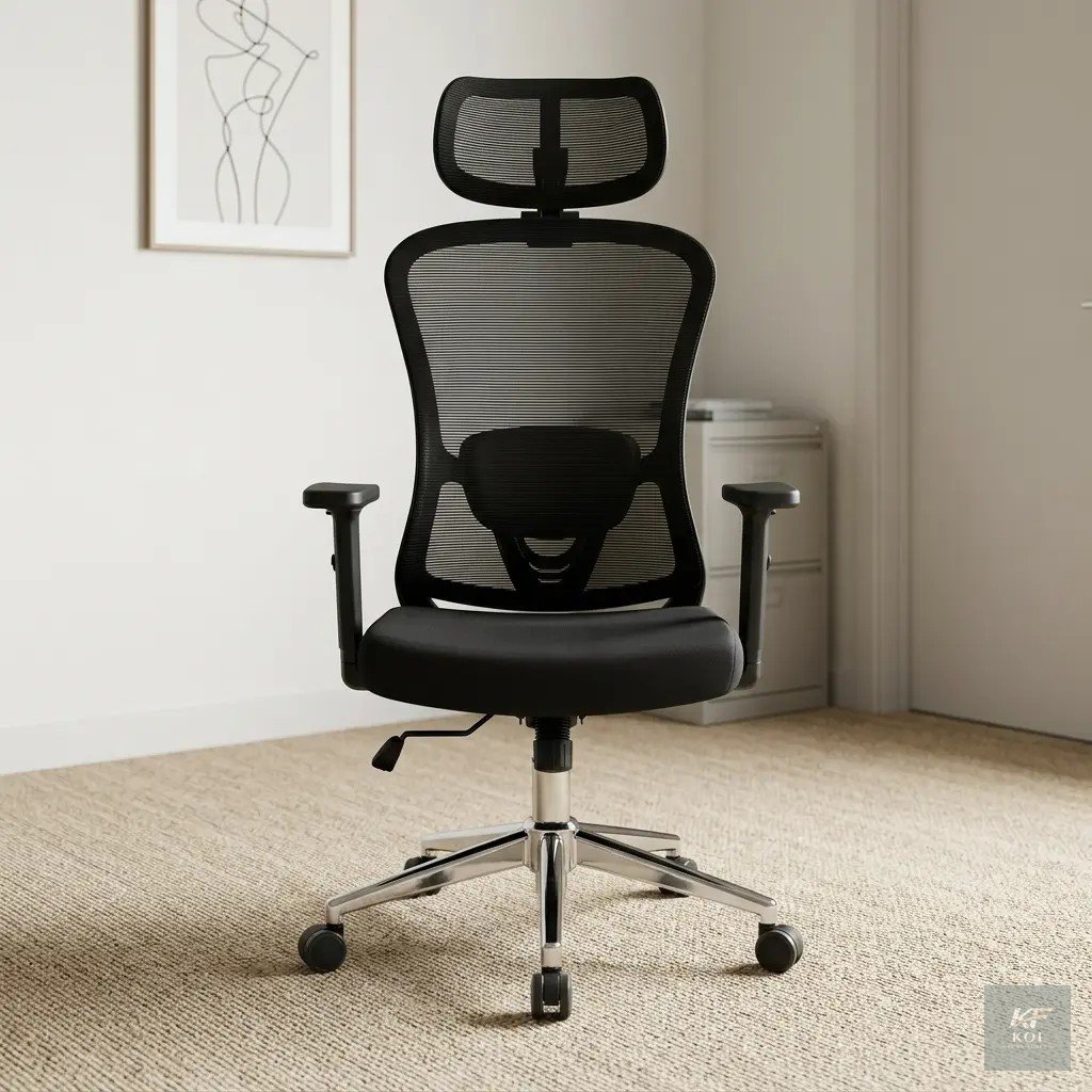 black high-back ergonomic mesh office chair, black ergonomic office chair, high-back mesh office chair, ergonomic mesh office chair, black mesh office chair, high-back ergonomic chair, breathable mesh