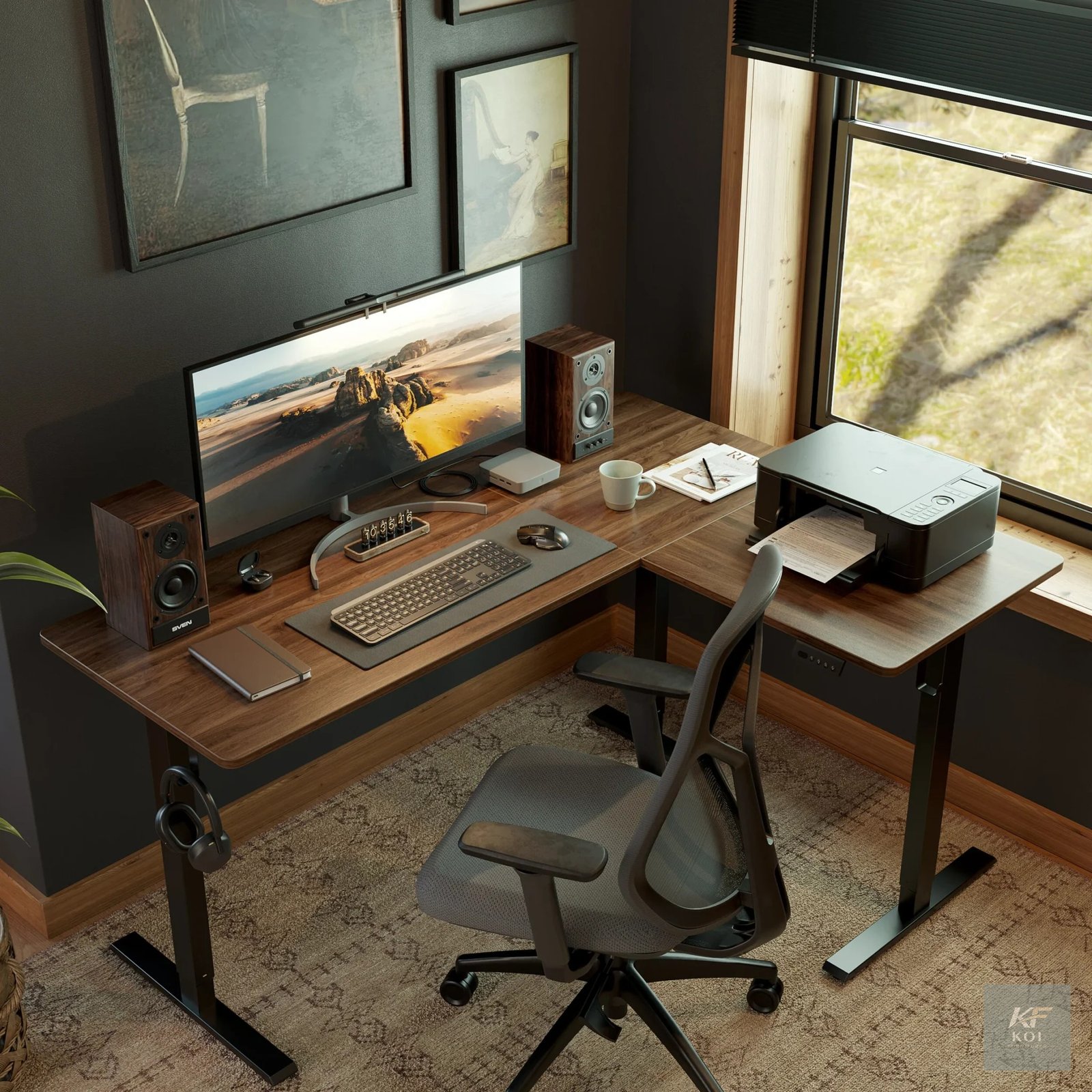 1.4M L-shaped electric standing desk, 1.4 meter L-shaped standing desk, 1400mm L-shaped electric desk, 1.4M electric standing desk, L-shaped electric office desk, electric L-shaped desk, L-shaped stan