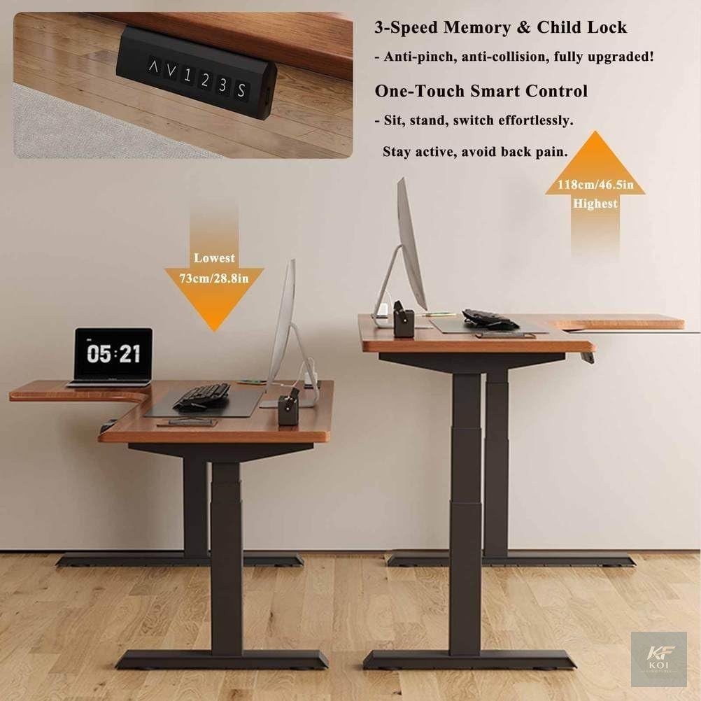 1.4M L-shaped electric standing desk, 1.4 meter L-shaped standing desk, 1400mm L-shaped electric desk, 1.4M electric standing desk, L-shaped electric office desk, electric L-shaped desk, L-shaped stan