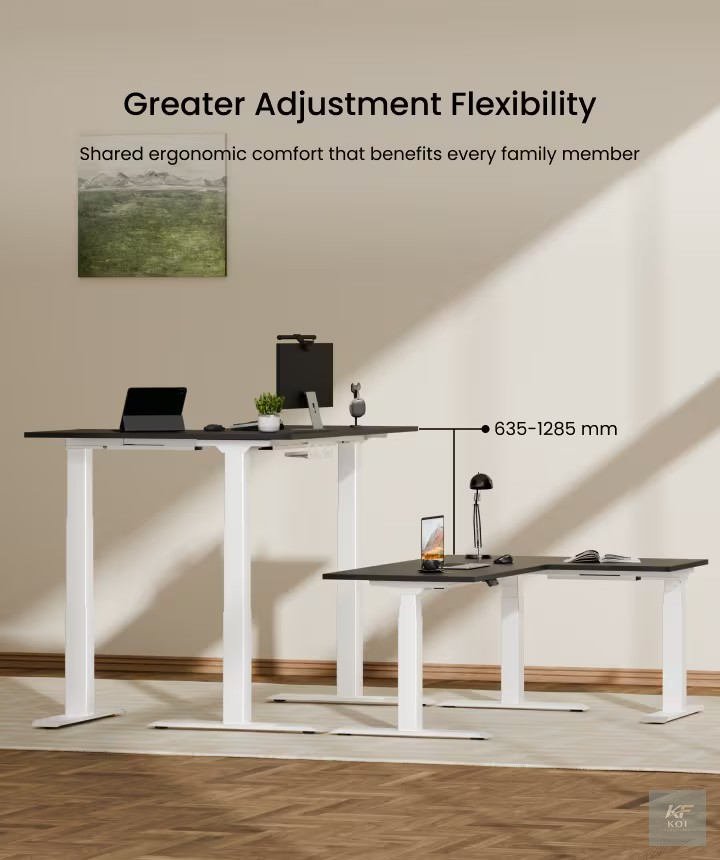 1.4M L-shaped electric standing desk, 1.4 meter L-shaped standing desk, 1400mm L-shaped electric desk, 1.4M electric standing desk, L-shaped electric office desk, electric L-shaped desk, L-shaped stan