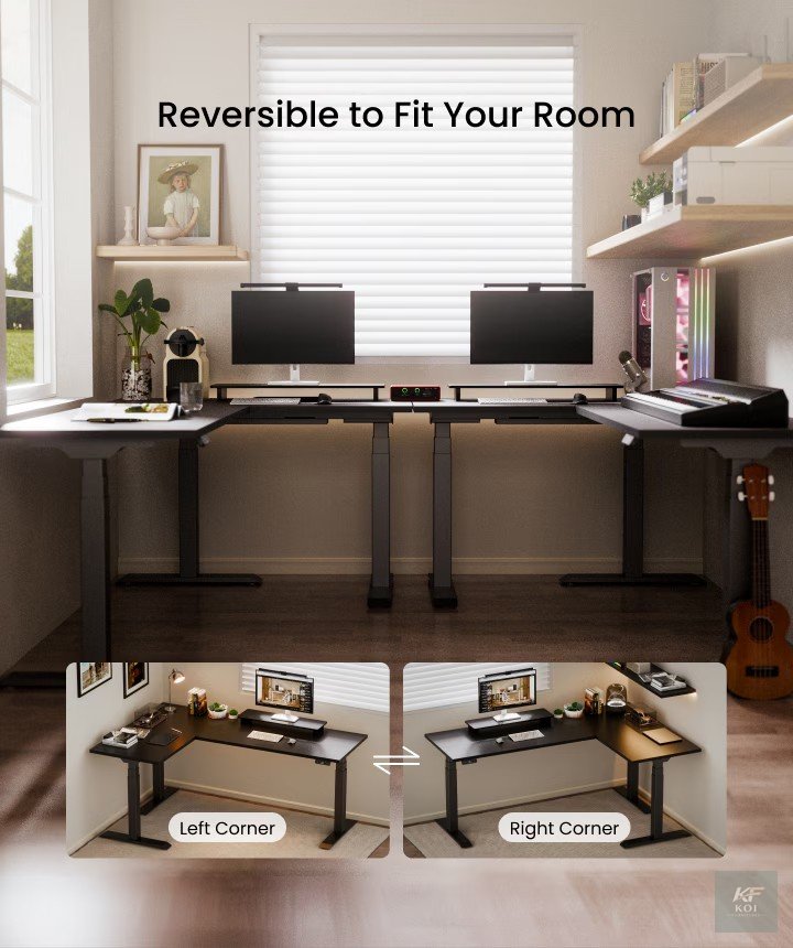 1.4M L-shaped electric standing desk, 1.4 meter L-shaped standing desk, 1400mm L-shaped electric desk, 1.4M electric standing desk, L-shaped electric office desk, electric L-shaped desk, L-shaped stan
