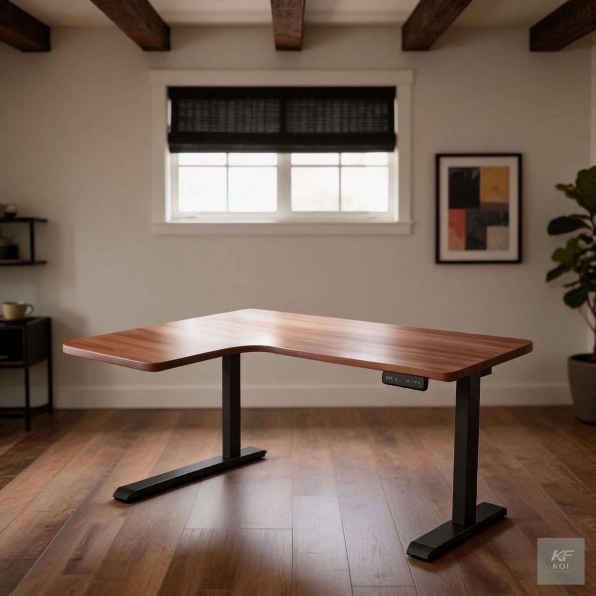 1.4M L-shaped electric standing desk, 1.4 meter L-shaped standing desk, 1400mm L-shaped electric desk, 1.4M electric standing desk, L-shaped electric office desk, electric L-shaped desk, L-shaped stan