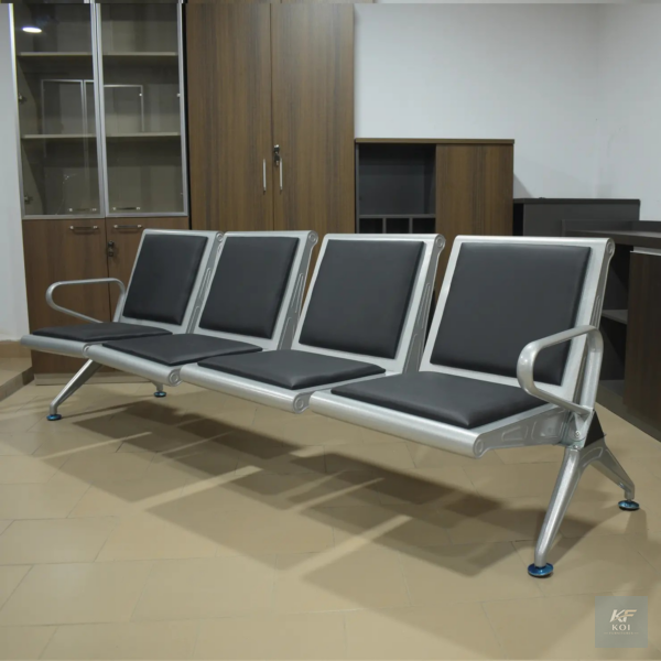 4-seater padded office reception link chair, 4-seater reception chair, 4-seater office reception chair, padded reception chair, linked office chairs, reception link chair, connected reception seating,