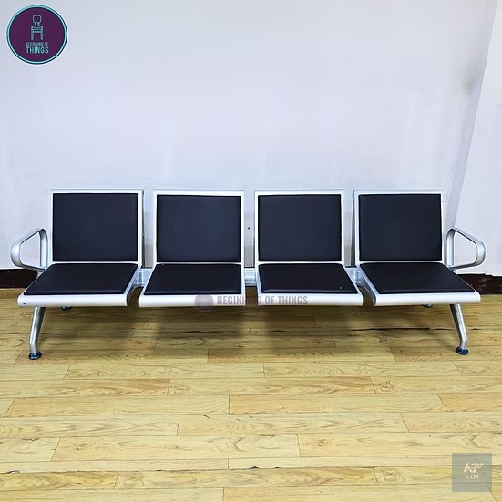 4-seater padded office reception link chair, 4-seater reception chair, 4-seater office reception chair, padded reception chair, linked office chairs, reception link chair, connected reception seating,
