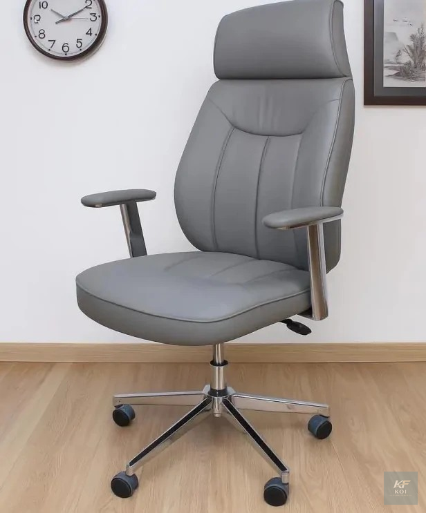 CEO Grey Executive Leather Office Chair, grey executive leather office chair, CEO office chair, executive leather office chair, grey leather office chair, high-back executive chair, luxury executive o