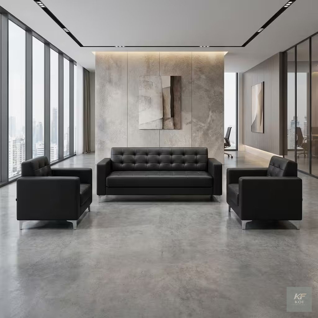 Leather 5 seater reception set, 5 seater reception sofa, leather reception sofa set, 5 seater office sofa, office reception seating, reception lounge set, leather office sofa, reception waiting sofa,