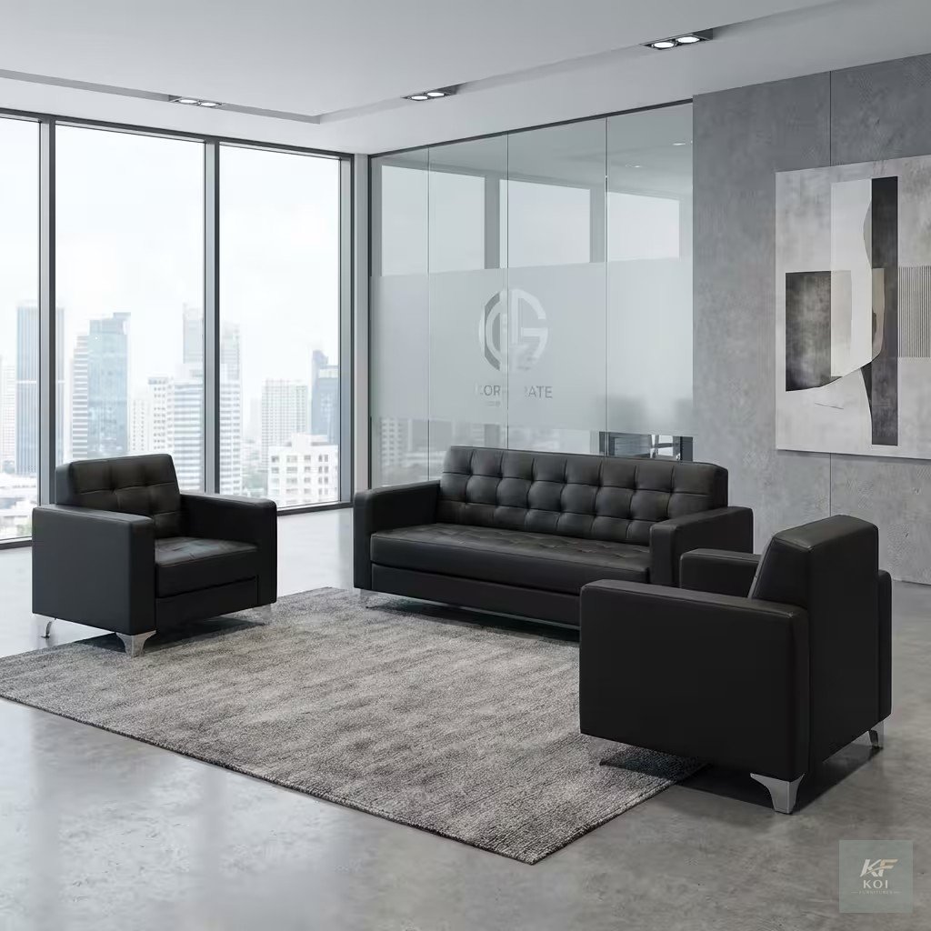Leather 5 seater reception set, 5 seater reception sofa, leather reception sofa set, 5 seater office sofa, office reception seating, reception lounge set, leather office sofa, reception waiting sofa,