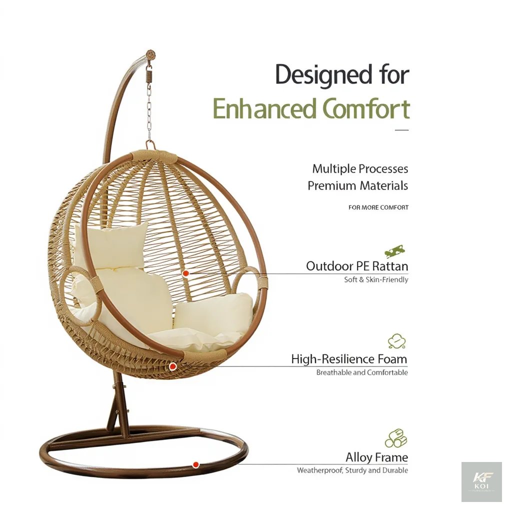 rattan hanging egg swing chair, hanging egg chair, rattan egg chair, rattan hanging chair, egg swing chair, hanging swing chair, rattan swing chair, indoor hanging chair, outdoor hanging chair, patio