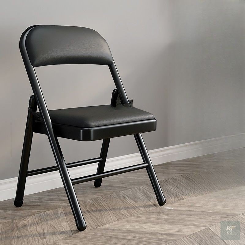 sleek black foldable chair, black foldable chair, folding chair, modern folding chair, portable folding chair, collapsible chair, space-saving folding chair, lightweight folding chair, black folding s