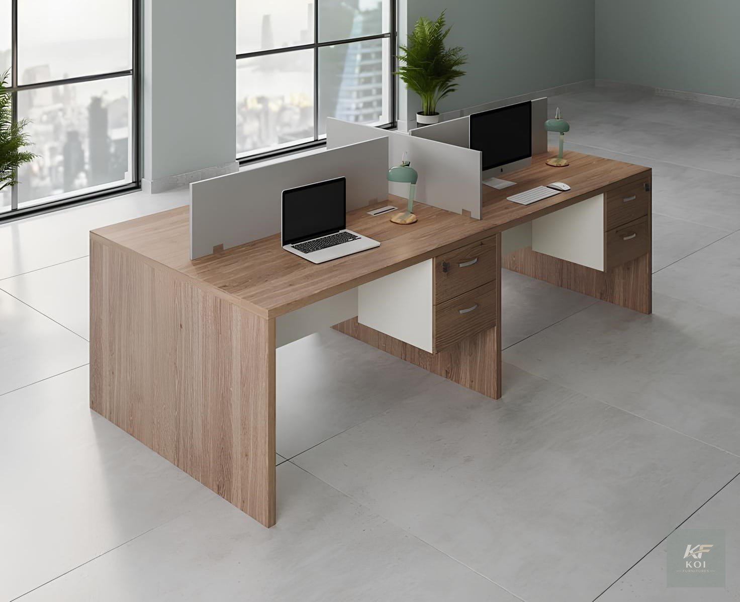 modern 4-way collaborative office workstation, 4-way office workstation, 4-person collaborative workstation, four-person office workstation, modular office workstation, 4-way modular workstation, coll