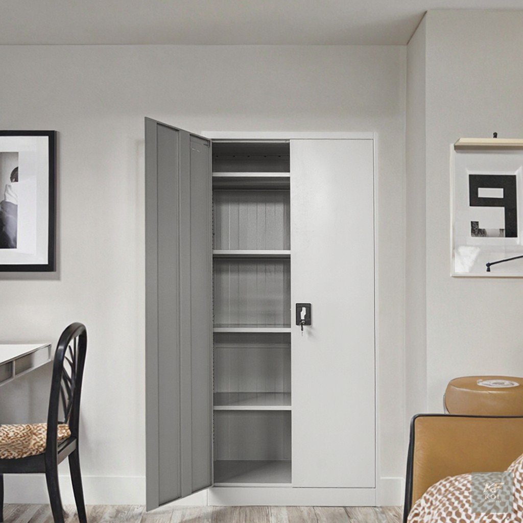 white 2-door steel office storage cabinet, white 2-door steel cabinet, 2-door office storage cabinet, steel office cabinet, metal office storage cabinet, white office storage cabinet, 2-door metal cab