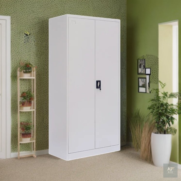 white 2-door steel office storage cabinet, white 2-door steel cabinet, 2-door office storage cabinet, steel office cabinet, metal office storage cabinet, white office storage cabinet, 2-door metal cab